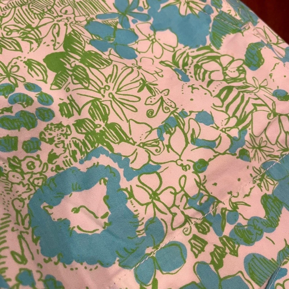 Lilly Pulitzer Callan Shorts Animal Print White Blue Green‎ Floral Print Size 00